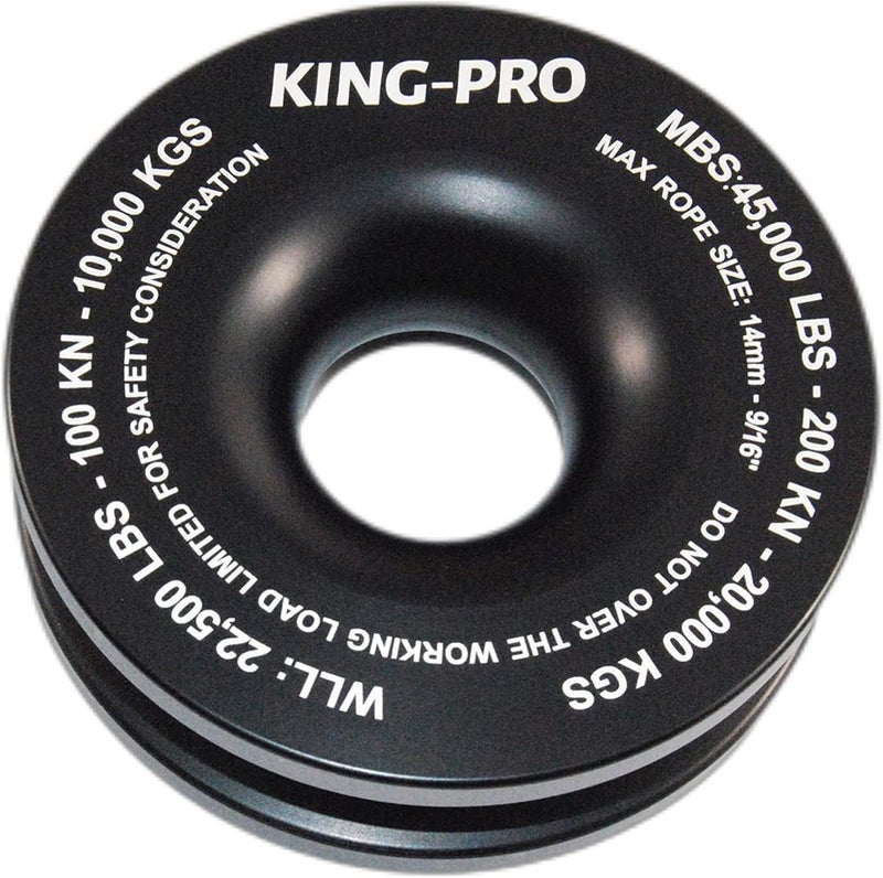 KING-PRO Snatch Recovery Ring, 45000 lbs Winch Snatch Block Pulley Towing Ring, for ATV UTV SUV Truck Off-Road Vehicle Towing Soft Shackle Recovery（Black） - Image 2